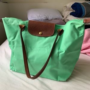 Neon green Longchamp bag